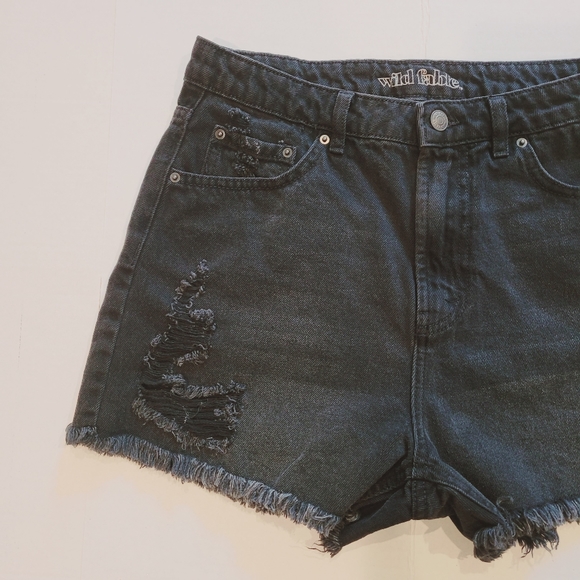 Wild Fable High Rise Black Distressed Shorts - Picture 2 of 6